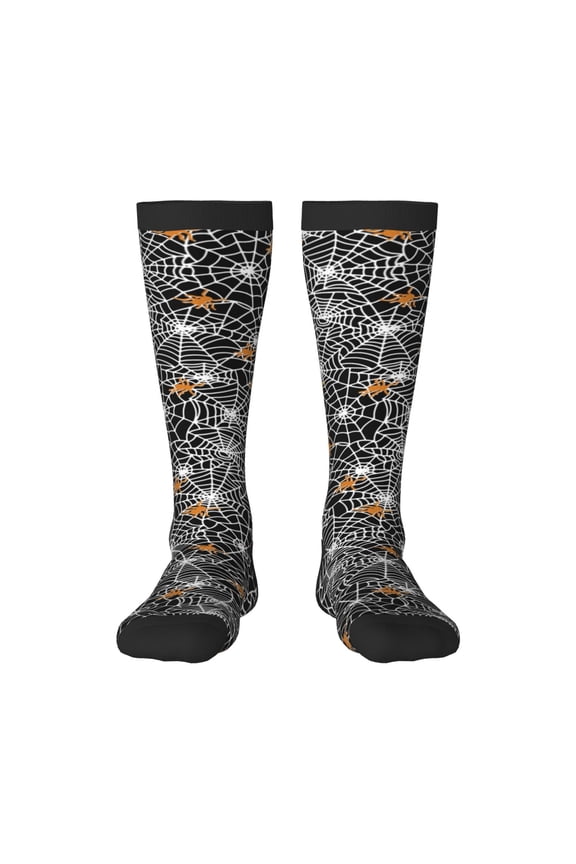 Spider Cobweb Pattern Women’s Knee High Crew Socks,Trouser Socks Comfortable, Breathable, Moisture-Wicking and Soft