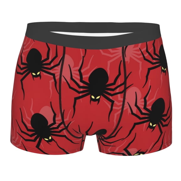 Rateoe Spider Mens Boxer Briefs Poly Spandex Performance Boxer Briefs Underwear Hem Boxer Briefs - XX-Large