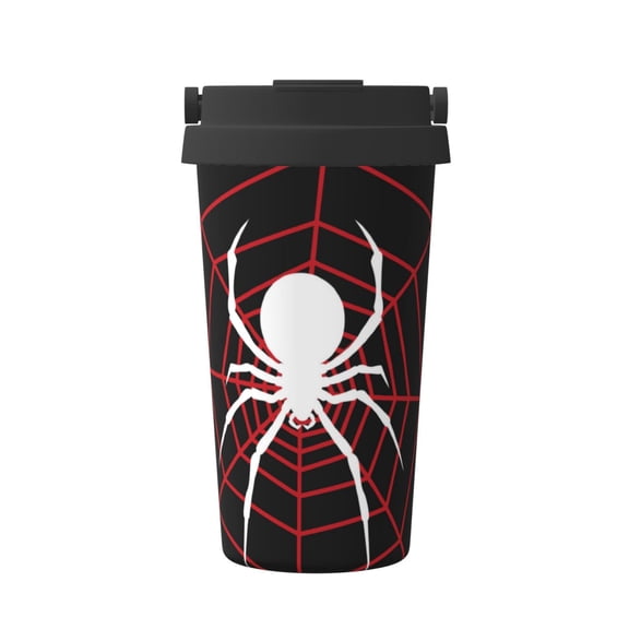 Rateoe Spider On The Web Pattern Travel Coffee Mug Tumbler with Flip Lid | Reusable Insulated Stainless Steel Cold Brew Iced Coffee Cup Thermos