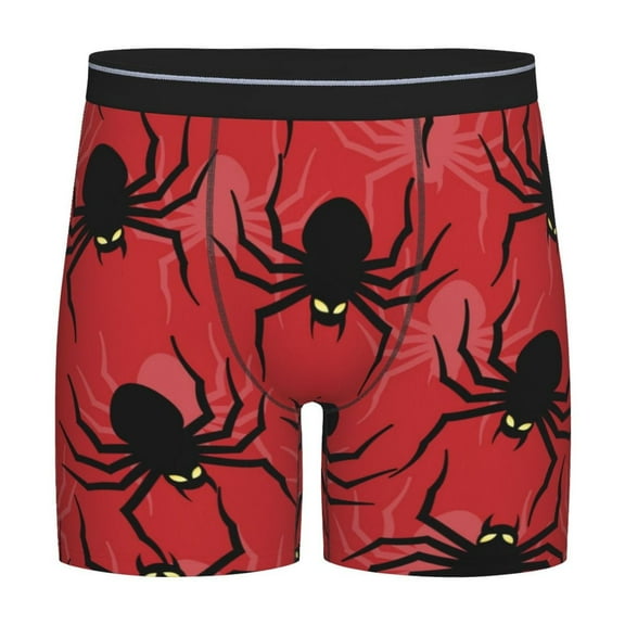 Rateoe Spider Print Men’s Underwear Boxer Briefs Soft Comfortable Underwear Boxer Briefs, Long Leg Briefs,Anti-chafing Boxer Briefs