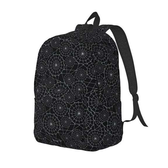Rateoe Spider Web Black Pattern Durable Canvas Backpack for Men & Women – Stylish & Lightweight – Adjustable Straps, Multiple Pockets – Fits 15-17 Inch LaptopsSmall