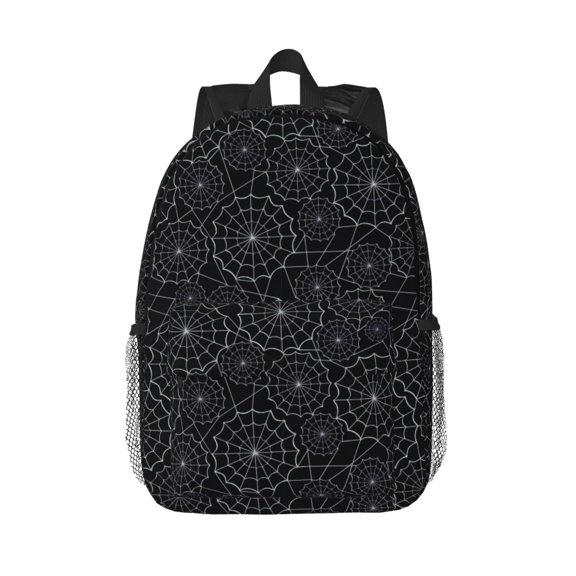 Rateoe Spider Web Black Pattern Student Backpack Water-resistant Backpack 15-inch Laptop Backpack Lightweight Adjustable School Backpack