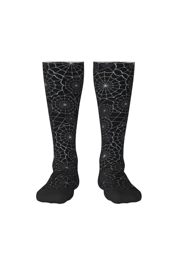Spider Web Black Pattern Women’s Knee High Crew Socks,Trouser Socks Comfortable, Breathable, Moisture-Wicking and Soft