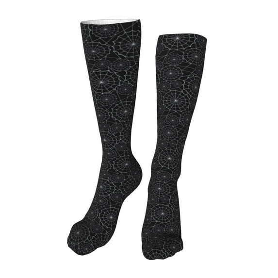 Rateoe Spider Web Black print Women's Men's Novelty 20in Crew Socks Cotton Socks Knee High Socks for Walking,Running,Nurses,Pregnancy-One Size