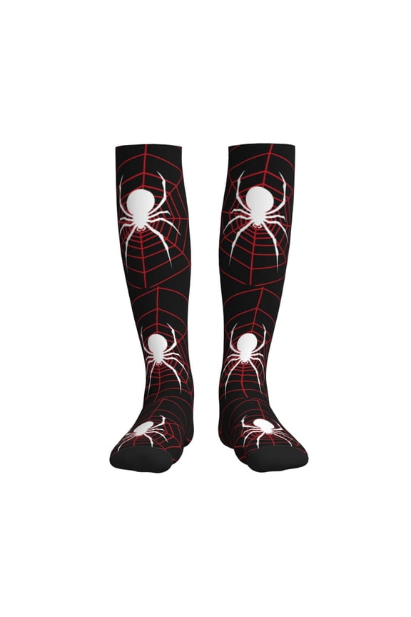 Spider On The Web Compression Socks for Women and Men 20-30mmHg-Circulation Support Socks Knee High Nurse Pregnant Running Medical and Travel Athletic