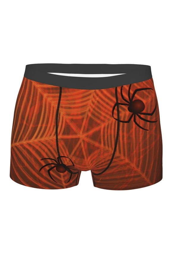Spider Web Mens Boxer Briefs Poly Spandex Performance Boxer Briefs Underwear Hem Boxer Briefs - Small