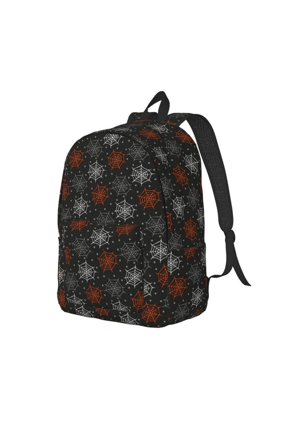 Spider Web Pattern Durable Canvas Backpack for Men & Women – Stylish & Lightweight – Adjustable Straps, Multiple Pockets – Fits 15-17 Inch LaptopsMedium