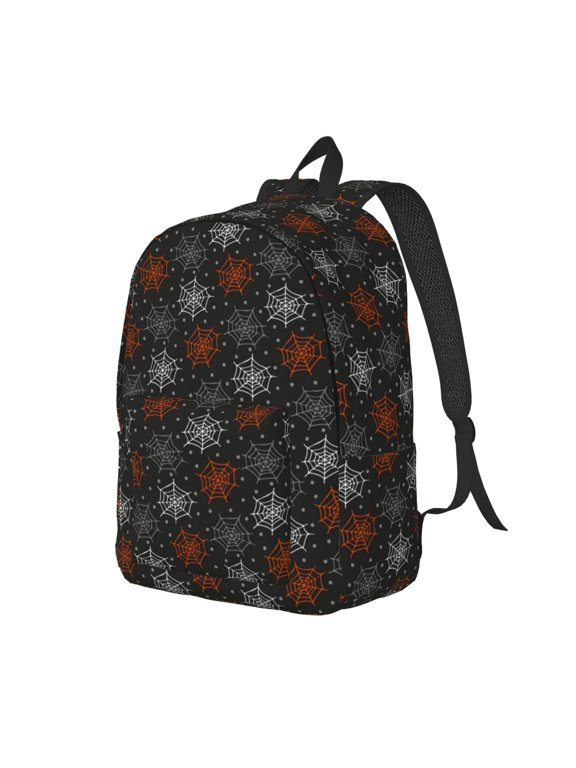 Spider Web Pattern Durable Canvas Backpack for Men & Women – Stylish & Lightweight – Adjustable Straps, Multiple Pockets – Fits 15-17 Inch LaptopsMedium