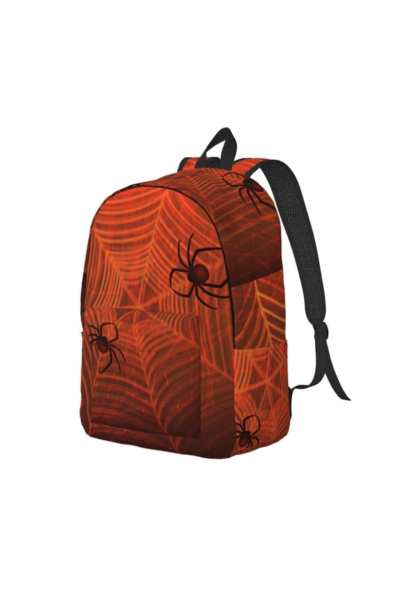 Spider Web Pattern Durable Canvas Backpack for Men & Women – Stylish & Lightweight – Adjustable Straps, Multiple Pockets – Fits 15-17 Inch LaptopsMedium