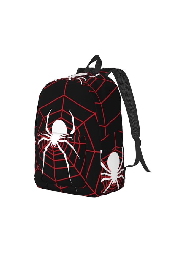 Spider On The Web Pattern Durable Canvas Backpack for Men & Women – Stylish & Lightweight – Adjustable Straps, Multiple Pockets – Fits 15-17 Inch LaptopsSmall