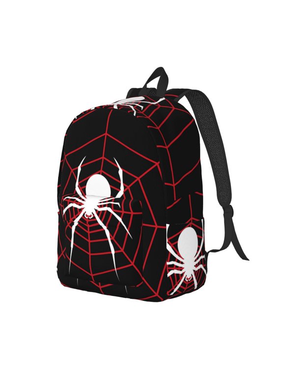 Spider On The Web Pattern Durable Canvas Backpack for Men & Women – Stylish & Lightweight – Adjustable Straps, Multiple Pockets – Fits 15-17 Inch LaptopsSmall