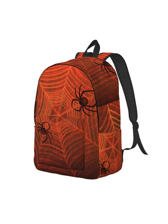 Spider Web Pattern Durable Canvas Backpack for Men & Women – Stylish & Lightweight – Adjustable Straps, Multiple Pockets – Fits 15-17 Inch LaptopsSmall