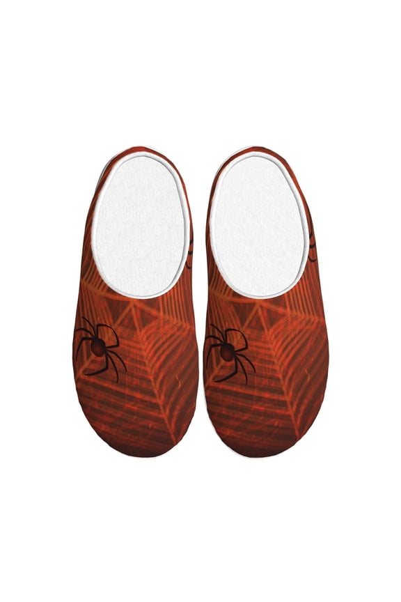Spider Web Print Women's Men's Cotton Knit Slippers Lightweight Memory Foam Indoor House Shoes with Anti-Skid Sole-42/43