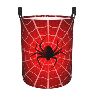 Red Spider Web Laundry Hamper Basket - Collapsible Storage Bin For Kids, Toys, Clothes, 16x20 Inches