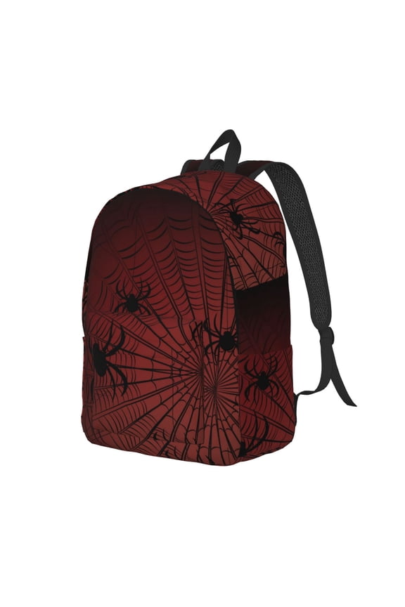 Spiders On A Web Pattern Durable Canvas Backpack for Men & Women – Stylish & Lightweight – Adjustable Straps, Multiple Pockets – Fits 15-17 Inch LaptopsMedium