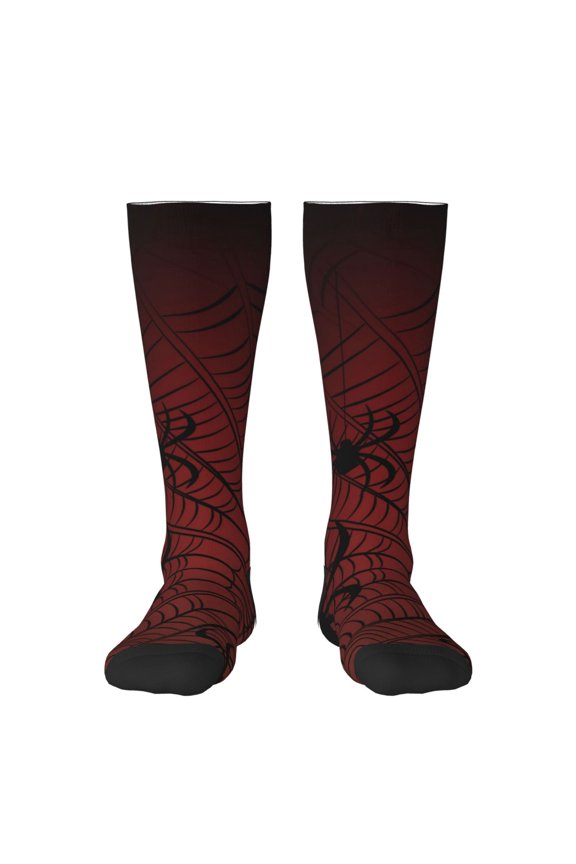 Spiders On A Web Pattern Women’s Knee High Crew Socks,Trouser Socks Comfortable, Breathable, Moisture-Wicking and Soft