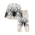 thumbnail image 1 of Rateoe Spiders On The Web 1 Pattern Womens Pajamas Set Long Sleeve Sleepwear Button Down Nightwear Soft Cotton Pj Lounge Sets, 1 of 9