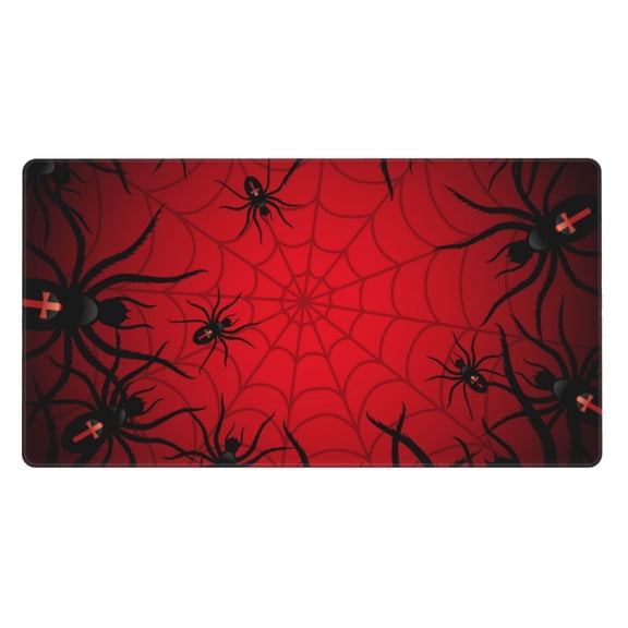 Rateoe Spiders On The Web And Space Print Mouse Pad - Extended Large Gaming Mousepad,Non-Slip Stitched Edge,16x29.5 Inch
