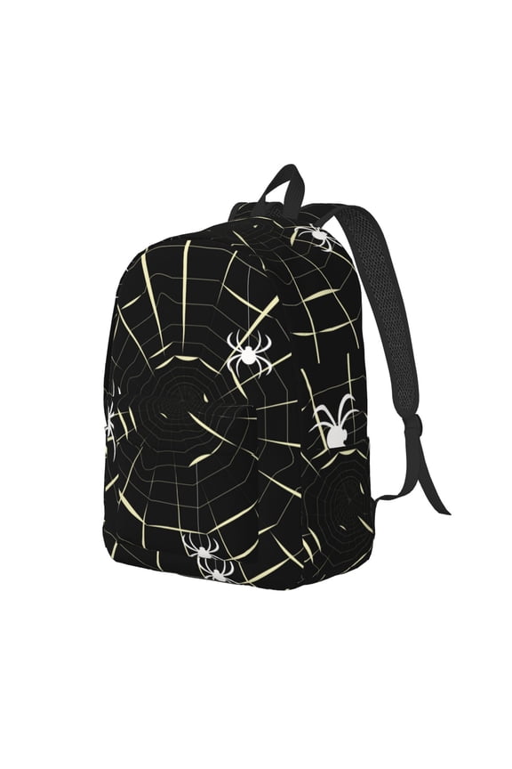 Spiders On The Web Pattern Durable Canvas Backpack for Men & Women – Stylish & Lightweight – Adjustable Straps, Multiple Pockets – Fits 15-17 Inch LaptopsMedium