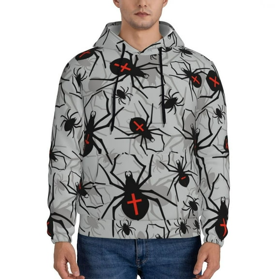 Rateoe Spiders Pattern Mens Hoodie, Pullover Hooded Sweatshirt, Kangaroo Pocket Hoodie Ideal for Daily Wear, Travel and Home-Small