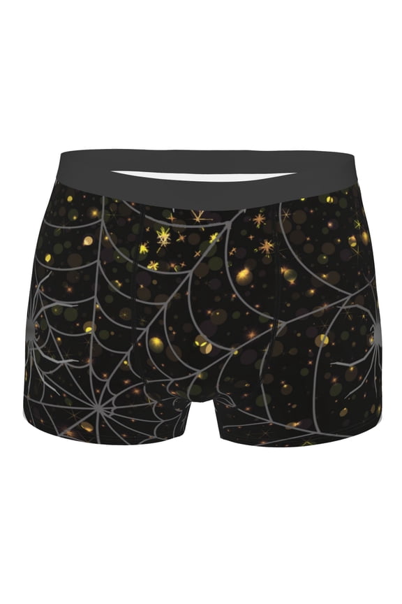 Spiderweb Bats And A Spider Mens Boxer Briefs Poly Spandex Performance Boxer Briefs Underwear Hem Boxer Briefs - Small