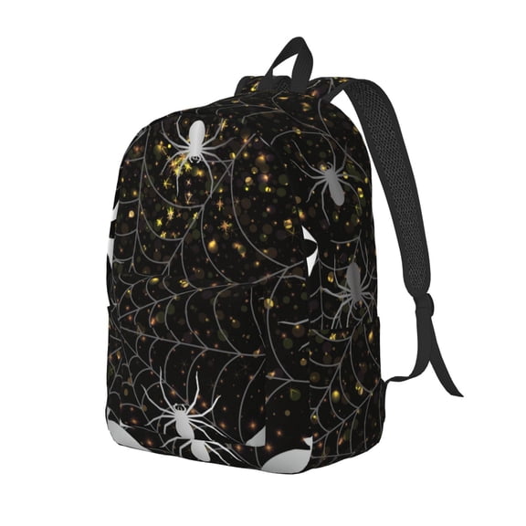Rateoe Spiderweb Bats And A Spider Pattern Durable Canvas Backpack for Men & Women – Stylish & Lightweight – Adjustable Straps, Multiple Pockets – Fits 15-17 Inch LaptopsMedium
