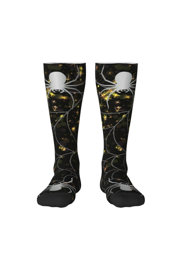Spiderweb Bats And A Spider Pattern Women’s Knee High Crew Socks,Trouser Socks Comfortable, Breathable, Moisture-Wicking and Soft