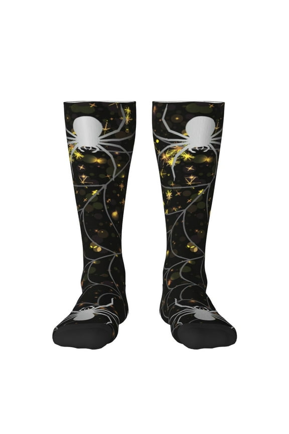 Spiderweb Bats And A Spider Pattern Women’s Knee High Crew Socks,Trouser Socks Comfortable, Breathable, Moisture-Wicking and Soft