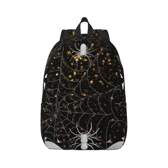 Rateoe Spiderweb Bats And A Spider Pattern Canvas College Laptop Backpack,Travel Daypack,Durable Rucksack Travel Notebook Bag School Backpack Book Bag for Men Women-Medium
