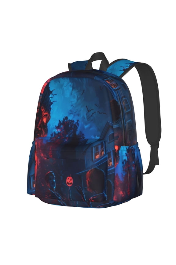Spooky Halloween Night Scene Pattern Student Backpack,Backpack for School,Lightweight Bag,Travel Backpack,Outdoor Backpack,Large Capacity Backpack