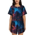 thumbnail image 1 of Rateoe Spooky Halloween Night Scene for 2 Piece Short Sleeves Pajama Sets Casual Lounge Sleepwear Ladies Pjs Sets with Pocket-X-Large, 1 of 6