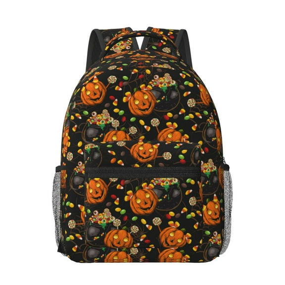 Rateoe Spooky Sweets Pattern Durable Student Backpack Laptop Bag- Ergonomic Design, Waterproof Twill Fabric - Ideal for School, Travel, and Outdoor Activities-One Size
