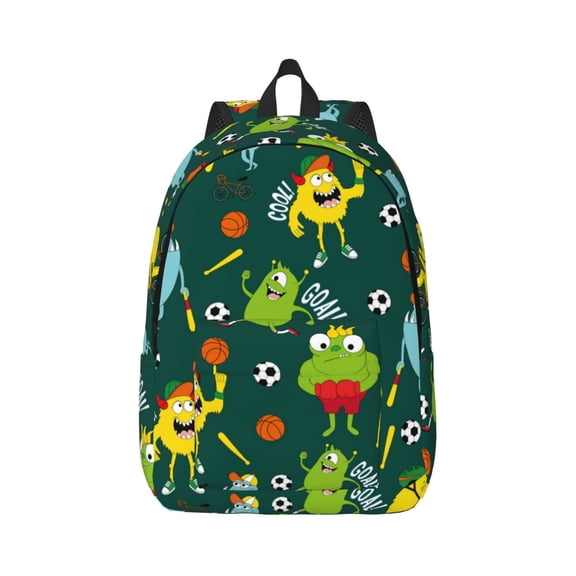 Rateoe Sport Monster Pattern Canvas College Laptop Backpack,Travel Daypack,Durable Rucksack Travel Notebook Bag School Backpack Book Bag for Men Women-Medium