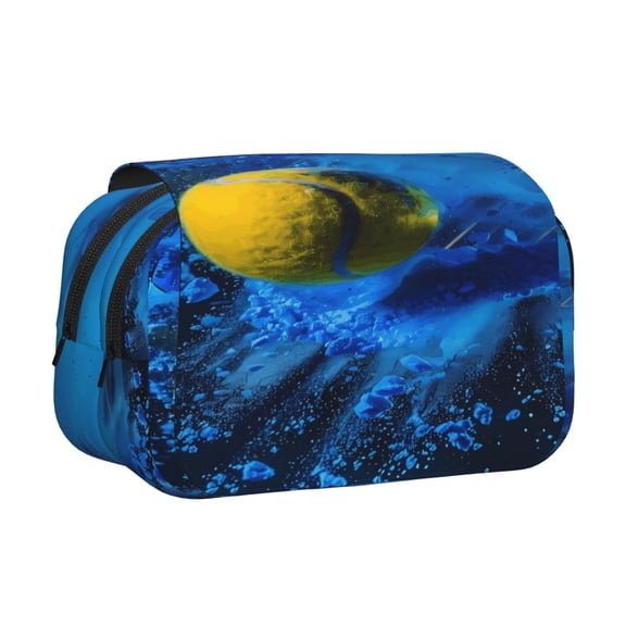 Rateoe Sports Tennis Ball Pattern Double Clamshell Pen Case, Storage Organizer with Two Zipper Compartments– Holds Up to 50 Pencils & Pens