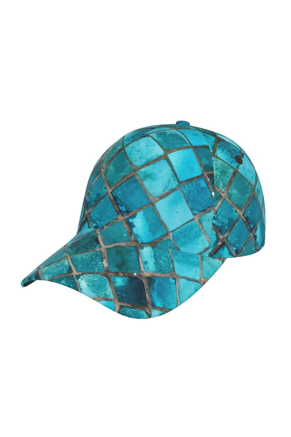 Square Glass Mosaic Pattern Mens Baseball Cap  Adjustable Curved Brim Hat, Soft Cotton Sports Cap for Outdoor, Casual, and Everyday Wear, Comfortable & Breathable