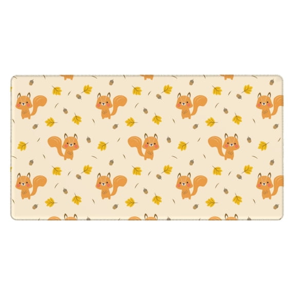 Rateoe Squirrel And Leaves Print Mouse Pad - Extended Large Gaming Mousepad,Non-Slip Stitched Edge,16x29.5 Inch