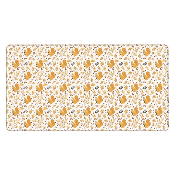 Rateoe Squirrel And Leaves Print Mouse Pad - Extended Large Gaming Mousepad,Non-Slip Stitched Edge,16x29.5 Inch