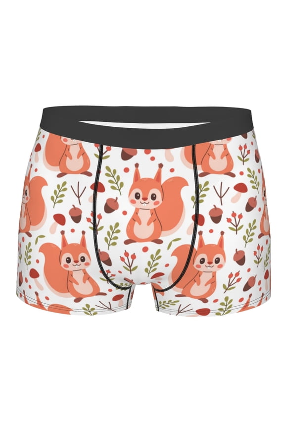 Squirrel And Mens Boxer Briefs Poly Spandex Performance Boxer Briefs Underwear Hem Boxer Briefs - Medium