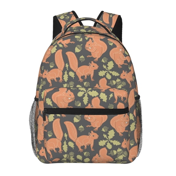 Rateoe Squirrel And Nuts Pattern Casual Backpack for School, Work, Travel  Adjustable Straps, Multiple Compartments  Ergonomic Design, Fits Laptops and Tablets