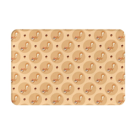 Rateoe Squirrel And Nuts Pattern Flannel Door Mat Indoor Outdoor Entrance, Waterproof All-Weather Doormat,Fade Resistant, Low Profile Entryway Mat 16x24in