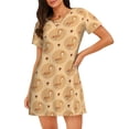 thumbnail image 1 of Rateoe Squirrel And Nuts Print Women’s Nightdress – Cozy Cotton Short-sleeved Sleep Shirt, Loose-Fit Sleepwear, Perfect for Relaxing and Sleeping, 1 of 6