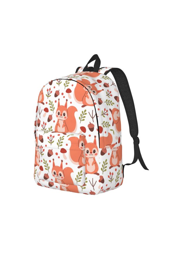Squirrel And Pattern Durable Canvas Backpack for Men & Women – Stylish & Lightweight – Adjustable Straps, Multiple Pockets – Fits 15-17 Inch LaptopsSmall