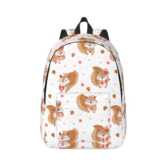 Rateoe Squirrel Giving A Gift Pattern Canvas College Laptop Backpack,Travel Daypack,Durable Rucksack Travel Notebook Bag School Backpack Book Bag for Men Women-Small