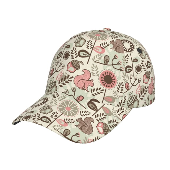 Rateoe Squirrel In The Forest Pattern Baseball Cap Outdoor Cap Mountain Dad Hat - Unstructured Soft Cotton Cap-Adjustable UV Protection Cap