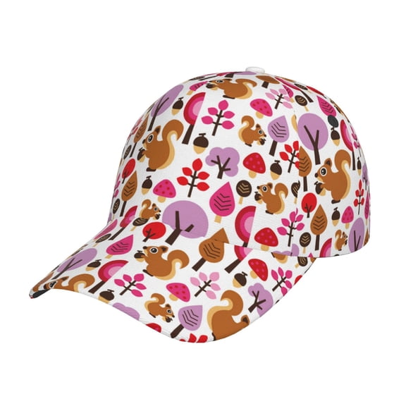 Rateoe Squirrel In The Forest Pattern Baseball Cap Outdoor Cap Mountain Dad Hat - Unstructured Soft Cotton Cap-Adjustable UV Protection Cap