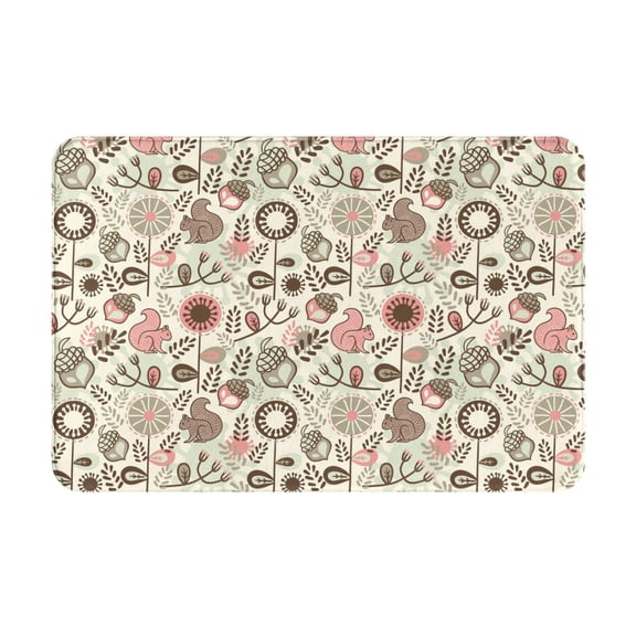 Rateoe Squirrel In The Forest Pattern Flannel Door Mat Indoor Outdoor Entrance, Waterproof All-Weather Doormat,Fade Resistant, Low Profile Entryway Mat 16x24in