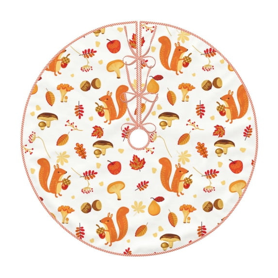 Rateoe Squirrel InThe Forest3 Pattern Christmas Tree Skirt with Ties , Christmas Tree Decorations, Farmhouse Christmas Decor Xmas Holiday Decorations-48"