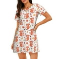 thumbnail image 1 of Rateoe Squirrel And Maple Leaf Print Women’s Nightdress – Cozy Cotton Short-sleeved Sleep Shirt, Loose-Fit Sleepwear, Perfect for Relaxing and Sleeping, 1 of 6