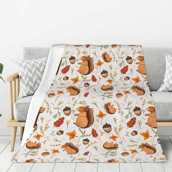 Rateoe Squirrel Pattern Flannel Throw Blanket, Ultra-soft Blanket for Bed, Couch, Car, Hypoallergenic Anti-pilling blanket-50"x40"(Vertical)