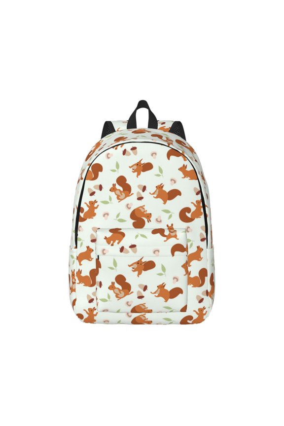 Squirrel Playing Pattern Canvas College Laptop Backpack,Travel Daypack,Durable Rucksack Travel Notebook Bag School Backpack Book Bag for Men Women-Small